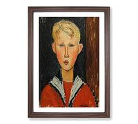 The Blue-Eyed Boy by Amedeo Modigliani Framed Print | A2 Walnut Framed Wall Art | Ready to Hang | Modern Nature Picture | Living Room Bedroom Lounge Office