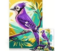The Blue Jay Bird in Geometric Nature Teenagers 1000 Piece Jigsaw Puzzle Mind Exercise Toy Group Play Precision Cut Festival Gift (38x26cm)