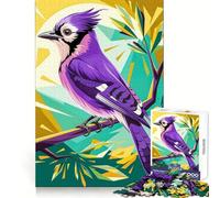 The Blue Jay Bird in Geometric Nature Teenagers 1000 Piece Jigsaw Puzzle Mind Exercise Toy Group Play Precision Cut Festival Gift (38x26cm)