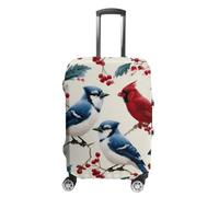 The Blue Jay & Cardinal Birds Luggage Case Cover Protective Suitcase Covers Anti Scratch Baggage Washable Fits 19-32 Inch L