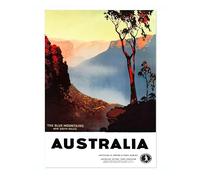 The Blue Mountains, Australia Vintage Travel Poster, Retro Tourism Print, Popular Attractions Around The World, Postcard Home Decor, Archival Matte, A5 (Print Only) - 21x14.8cm