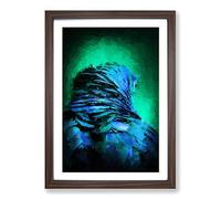 The Blue Parrot in Abstract Framed Print | A2 Walnut Framed Wall Art | Ready to Hang | Abstract Animal Picture | Living Room Bedroom Lounge Office