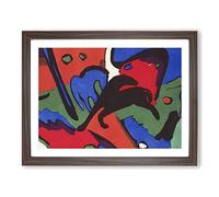 The Blue Rider By Franz Marc Classic Painting Framed Print | A3 Walnut Framed Wall Art | Ready to Hang | Classic Historical Picture | Living Room Bedroom Lounge Office