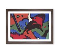 The Blue Rider by Franz Marc Framed Print | A2 Walnut Framed Wall Art | Ready to Hang | Modern Nature Picture | Living Room Bedroom Lounge Office