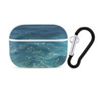 The Blue Sea AirPods Pro Case Cover with Keychain Ring PC Hard Shell Protective Case for AirPods Pro 2nd for Women Men Generation Easy Open Full Drop Protection Cover White-Style