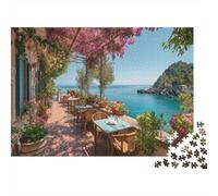 The Blue Sea, Green Trees And Blooming Flowers Jigsaw Puzzles. 1000pcs (75x50cm) Whimsical Challenge Toy for Educational Games Gifts