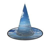 The blue sky and white clouds Halloween Witches Hats Witch Headbands Wizard Hat Costume Accessories Cosplay for Party Masquerade Foldable 1