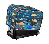 The Blue Underwater World of Fish Toaster Cover is Suitable for 2 Small Toaster Covers with Wide Slots and Comes with a Storage Pocket to Meet Diverse Baking Needs.