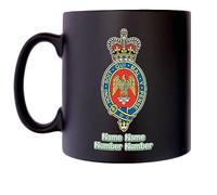 The Blues and Royals Mug with Personalise Option Image of Military Emblem Flag Crest Insignia MOD Official Product Coffee Tea 10oz Black Satin Klassek Gift Present