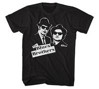 The Blues Brothers Movie Jake & Elwood Adult Short Sleeve T-Shirts Graphic Tees, Black, Large