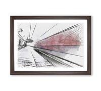The Blur of The London Underground in Abstract Framed Print | A2 Walnut Framed Wall Art | Ready to Hang | Abstract Fantasy Picture | Living Room Bedroom Lounge Office