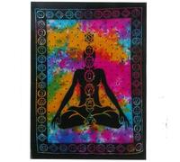 The Bo Tree Cotton Wall Hanging Ancient Art Craft Bright Colourful Tapestry 112x78cm (Chakra Buddha)