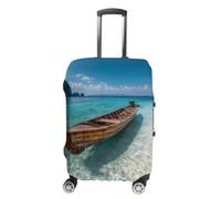 The Boat Moored on The Beach Luggage Case Cover Protective Suitcase Covers Anti Scratch Baggage Washable Fits 19-32 Inch XL