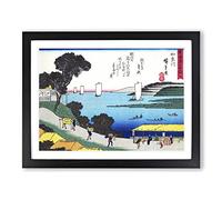The Boats At Sunset By Utagawa Hiroshige Asian Japanese Framed Print | A3 Black Framed Wall Art | Ready to Hang | Asian Landscape Picture | Living Room Bedroom Lounge Office
