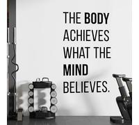 The Body Achieves What The Mind Believes - Gym Motivational Quote Decal Wall Sticker [XLarge] [Black]