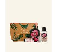 The Body Shop - 4 PC Mini Set British Rose Hand Cream, shower gel, Body Butter Zip Bag TRAVEL GYM