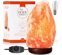 The Body Source Himalayan Salt Lamp 5-7kg, Handcrafted Natural Crystal Rock Salt Lamp with Dimmer Switch & Wooden Base, Warm Pink Glow Night Light for Bedroom, Lounge, Meditation Space & Home Décor