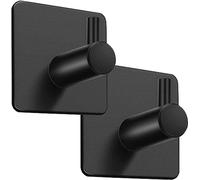The Bog Standard 2 Pack Matt Black Self Adhesive Hooks Stainless Steel