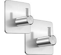 The Bog Standard 2 Silver Self Adhesive Hooks, Stainless Steel, Two Pack