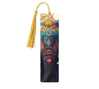 The Bohemian Elephant Datura Unique Double-Sided Artwork Printed Wooden Bookmarks, Artistic Book Accessories Birthday Presents for Men Women Presents for Book Lovers