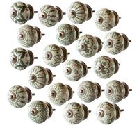 The Boho Street 20 x Verde High Quality Ceramic Door Handles - Various 20 Ceramic Knobs in Green | Mixed Designs, Cabinet Door Knobs | Drawer Handles Assembly Galvanised in M3 | Metric