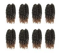 The BOHOBABE Pre-Twisted Passion Twist Crochet Hair, 6 Inches, Short Pre-Looped Crochet Passion Twist Braiding Hair, 8 Packs (T27)