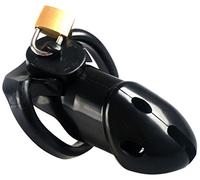 The Bondage Locker Polycarbonate Belt Rings Chastity Cage, Black