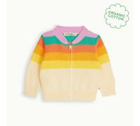 The Bonnie Mob Barnacle - Rainbow Pink Stripe Cardigan - 0-6 months - Rainbow - 100% Gots Organic Cotton