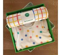 The Bonnie Mob Dreamy & Ditto Set - Baby Playsuit & Muslin Swaddle Blanket Gift Box - 3-6 months - Rainbow - 100% Organic Cotton