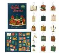 The Book Lover's Advent Calendars 2025, 25 Days Christmas Countdown Calendar, 2D Acrylic Books Table Lamp Candle Hanging Pendants, Holiday Party Decoration, for Readers Gift