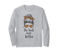 The Book was Better Funny Messy Bun Typewriter Book Lovers Long Sleeve T-Shirt