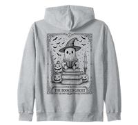 The Booked Ghost Tarot Cute Halloween Book Lover Zip Hoodie