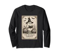 The Booked Ghost Vintage Tarot Style Cute Halloween Costume Long Sleeve T-Shirt