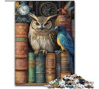 The Bookshelf Is An Owl 1000 Piece Jigsaw Puzzles for Teenagers, Stress Reliever Staycation Kill Time with Matching Poster And Trivia Sheet (50x75cm)