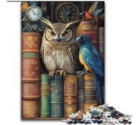 The Bookshelf Is An Owl Puzzles for Adults 1000 Pieces, Challenging Game Toys Every Piece Is Unique - Challenging Family Fun Game (size 26x38cm)