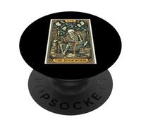 The Bookworm Skeleton Reading Mystical Library PopSockets Adhesive PopGrip
