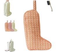 The Boot Bag of Your Dreams,Portable Tall Quilted Boot Storage Bag,Travel Cowboy Shoe Organizer Protector Bags with Handle (Brown)