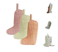 The Boot Bag of Your Dreams Quilted Portable Tall Boot Storage Organizer with Handle - Dust Proof Travel Shoe Protector Bags for Scuff-Free Cowboy Boots. (Brown+Pink+Green)