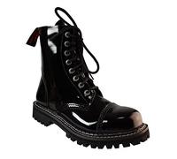 The Boot Store Angry Itch Unisex 8 Hole Black Patent Leather Army Ranger Combat Boots Mens UK - 14
