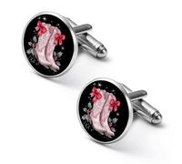 The Boots with Red Bow Tie Alloy Cufflinks Men's Classic Cuff Link Fashion Shirt Accessories for Business Party Wedding 2.0cm