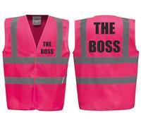 The Boss Hi Vis Funny Vest - Reflective High Visibility Waistcoat for Workplace Humour, Available in Pink or Yellow by Brook Hi Vis (UK, Alpha, S, Regular, Regular, Standard, Pink)