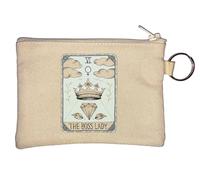 The Boss Lady 6 Crown Tarot Card Key Chain Coin Purse Beige