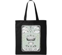 The Boss Lady Funny Tarot Card Parody Natural Ecological Cotton Tote Bag Black
