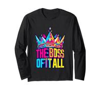 The Boss of It All Low Poly Crown Bold Typography Long Sleeve T-Shirt