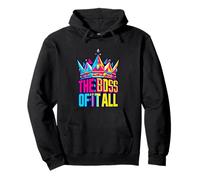 The Boss Of It All Low Poly Crown Bold Typography Pullover Hoodie