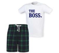 60 Second Makeover Limited Mens The Boss Pyjama Set Green Tartan Short (Medium)