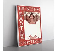 The Boston Easter Sunday Herald By Ethel Reed Classic Painting Canvas Wall Art Print Ready to Hang, Framed Picture for Living Room Bedroom Home Office Décor, 60x40 cm (24x16 Inch)