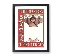 The Boston Easter Sunday Herald By Ethel Reed Classic Painting Framed Print | A4 Black Framed Wall Art | Ready to Hang | Classic Holiday Picture | Living Room Bedroom Lounge Office