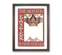 The Boston Easter Sunday Herald By Ethel Reed Classic Painting Framed Print | A4 Walnut Framed Wall Art | Ready to Hang | Classic Holiday Picture | Living Room Bedroom Lounge Office