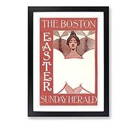 The Boston Easter Sunday Herald by Ethel Reed Framed Print | A2 Black Framed Wall Art | Ready to Hang | Modern Holiday Picture | Living Room Bedroom Lounge Office